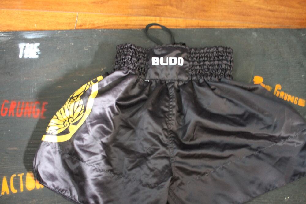 FUJI Sports Grappling Fight Shorts XL Black Gold BJJ MMA Jiu Jitsu Drawstring
